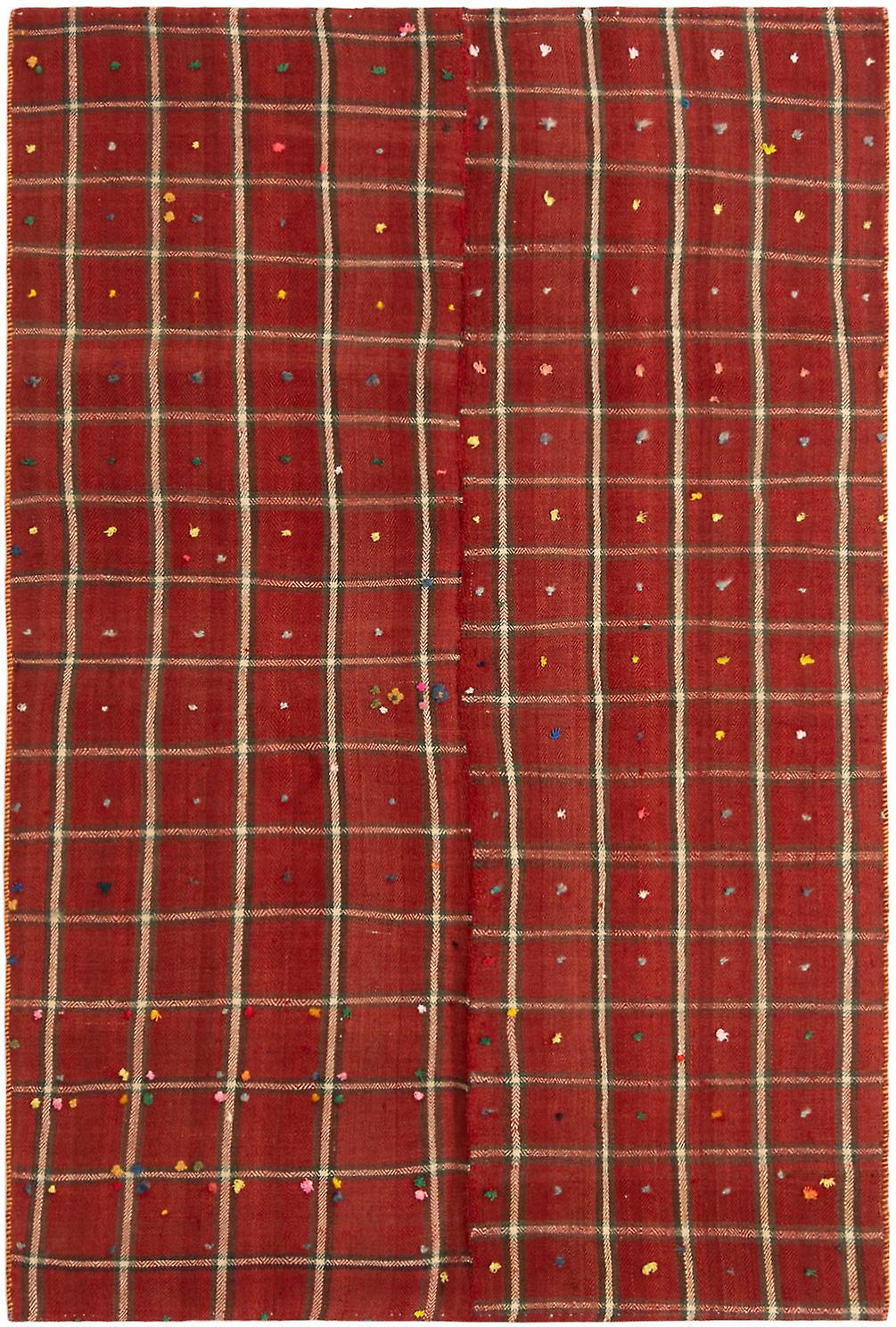 Hadorn Jajim old 133x202 with Red Hand Woven Central Asia Rug