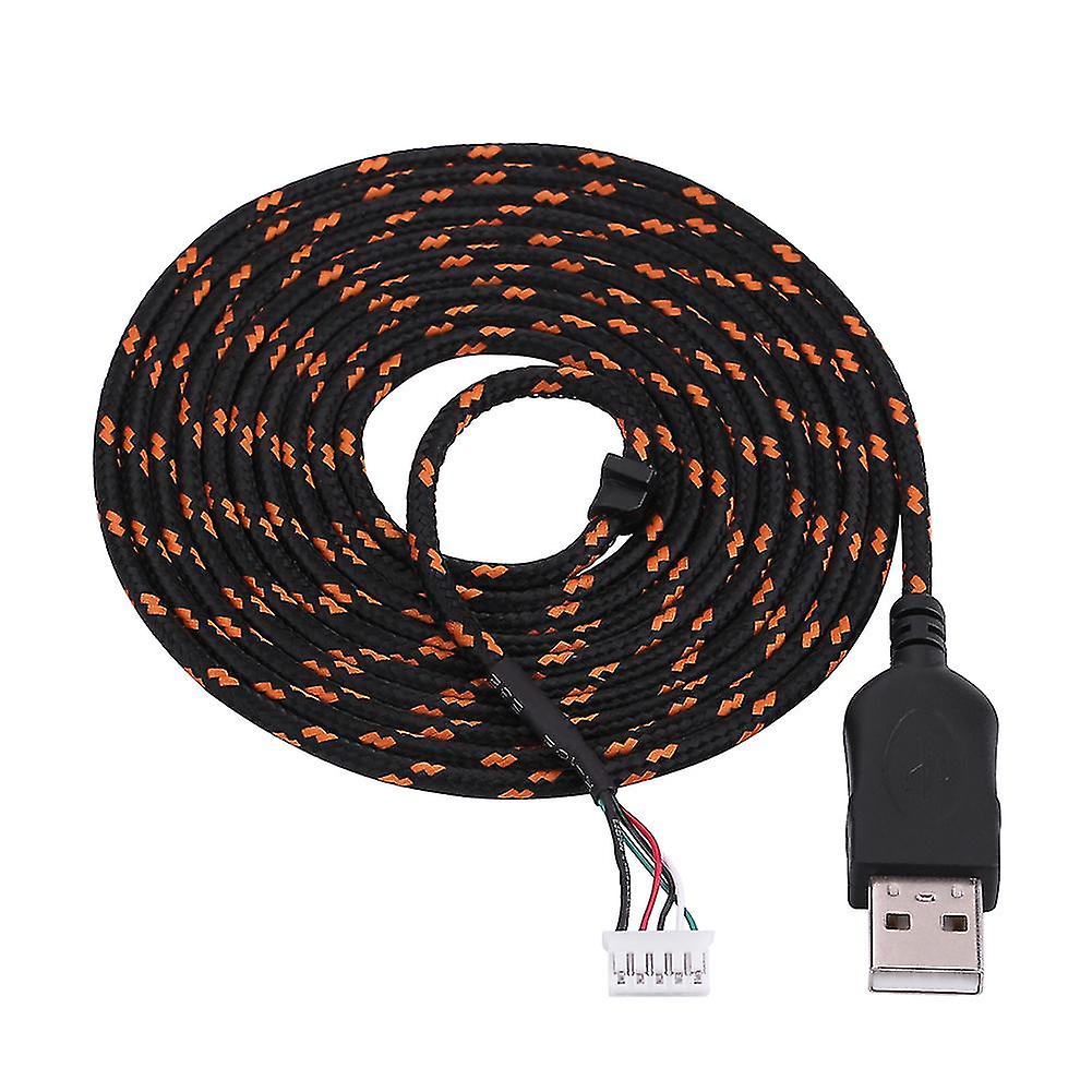 2.2 Meter Replacement USB Cable for Steelseries Kana Mouse, Black and Orange