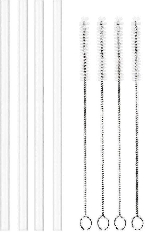 [4 Pack] Straws Replacement For Hydroflask Wide Mouth Bottle Straw Lid, 4 Bpa-free Straws And 4 Straw Cleaning Brushes - JXLGV