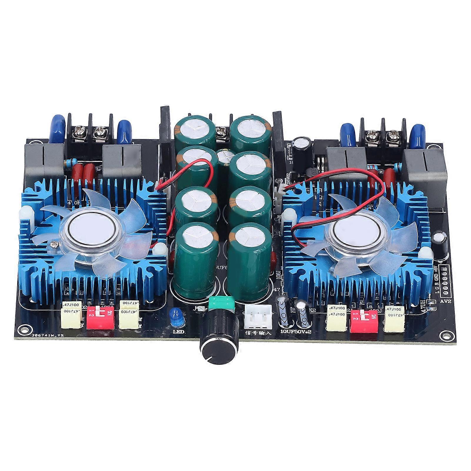 Digital Power Amplifier Board 2 Channel Audio Amplification Module with Cooling Fan TDA8954TH