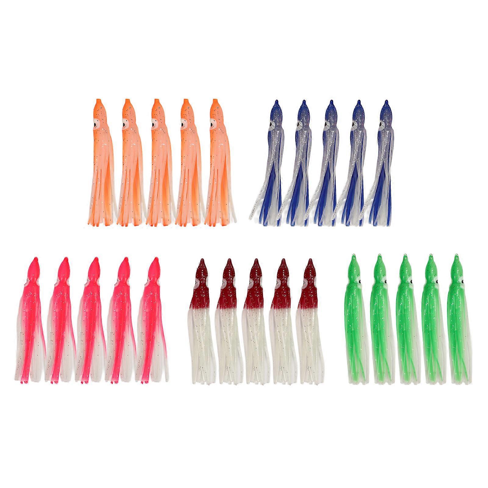 Lot de 25 leurres de pêche lumineux en silicone, design vif, résistant aux morsures, pour saumon, 9 cm