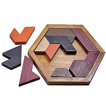 Wood Hexagon Jigsaw Puzzle Game Geometric Shape Cognitive Wooden Puzzles Adult Children Early Educational Toys For Kids