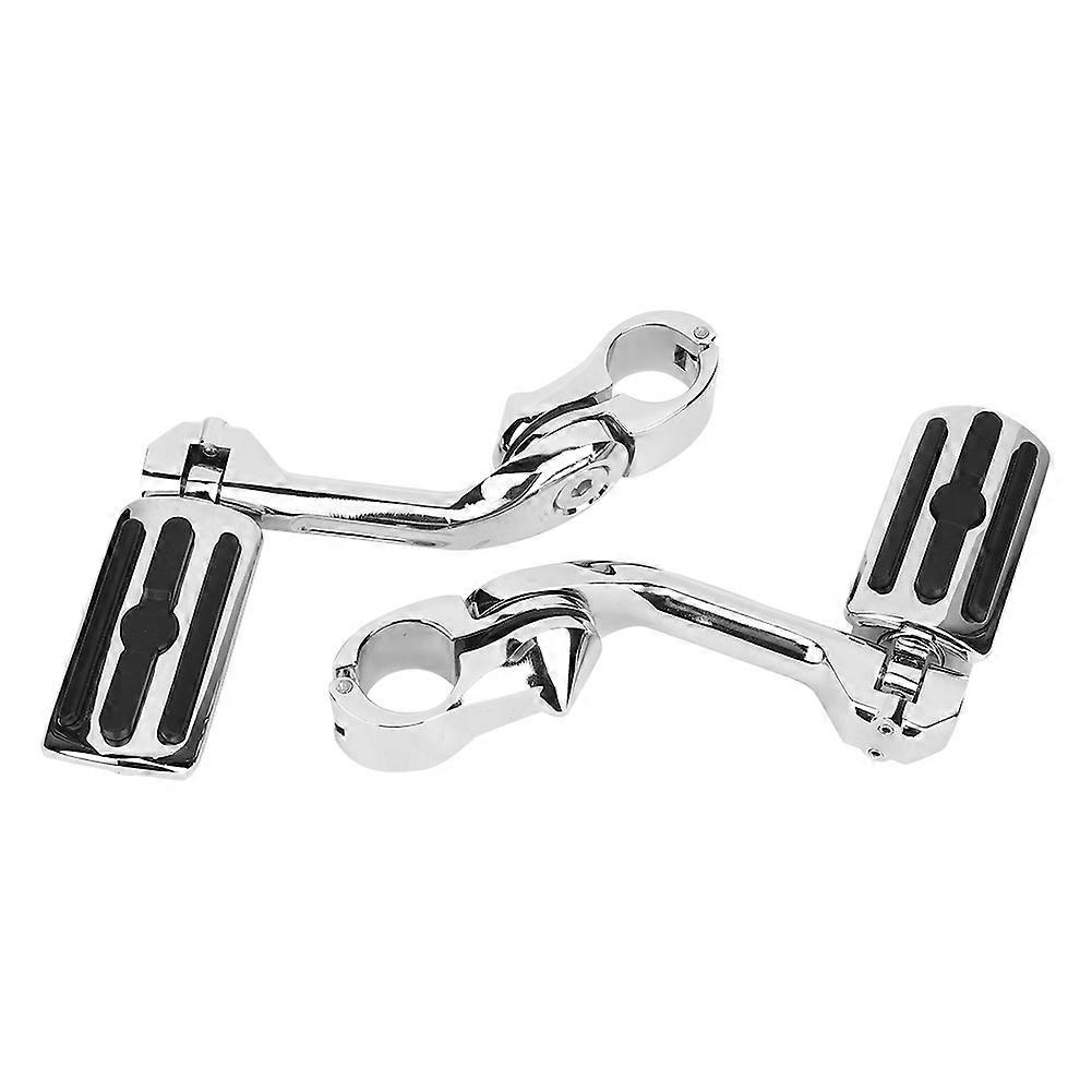 Adjustable Long Handle Footrest Bracket with 3 Pegs Silver Black