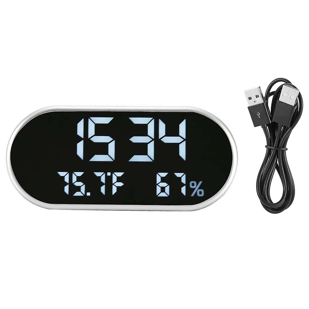 Sveglia a specchio digitale Display a LED Orologi notturni con temperatura umidità (luce bianca)