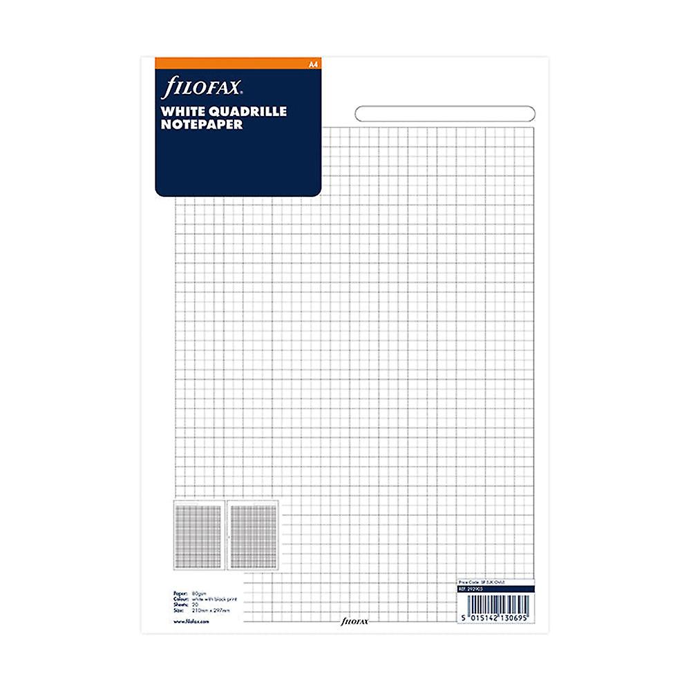 Filofax Quadrille Pattern Design A4 Size Quality Notepaper Refill 20 Pack