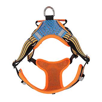 Pet Dog Harness Jewel Blue Breathable Mesh Adjustable Reflective Double Stack Dog Chest Strap for Dogs Pets L