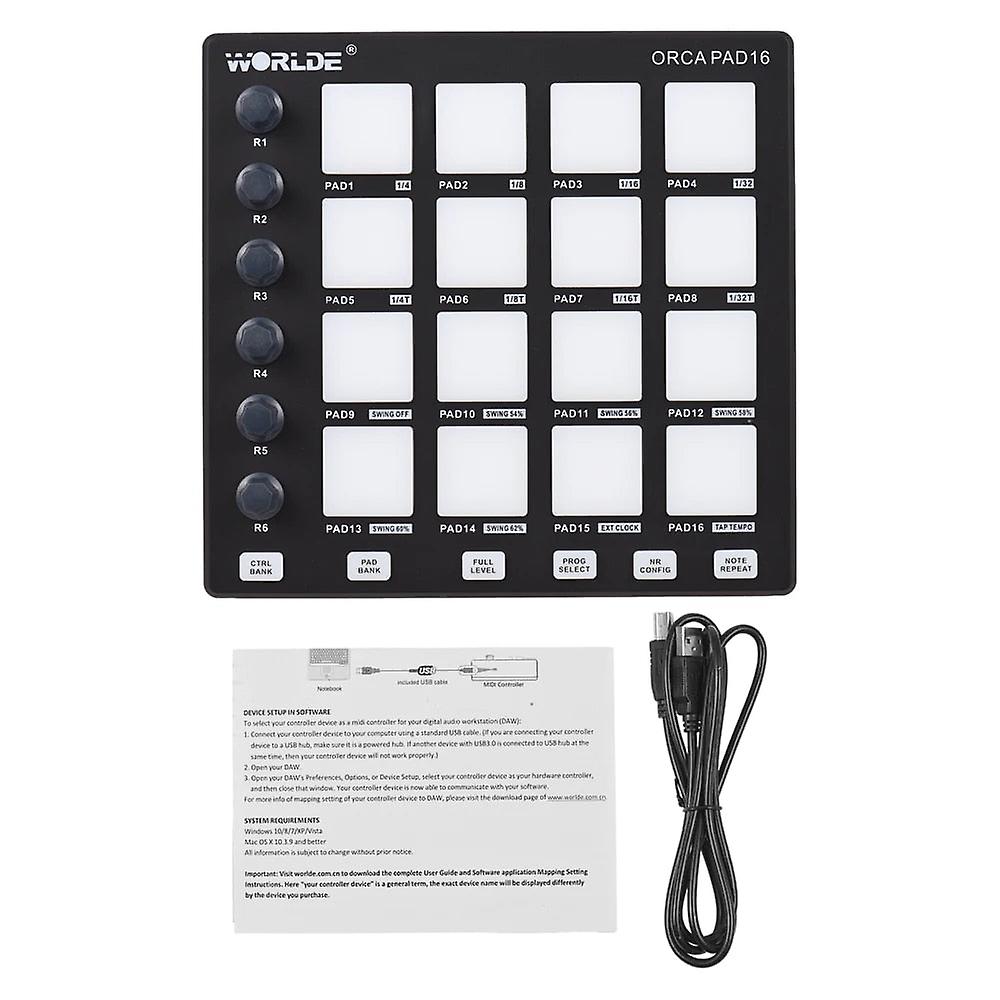 Midi Beat Maker Hine 6assignable Knobs Note Repeat Full Level Buttons Mini Controller Pad Usb For Music Production