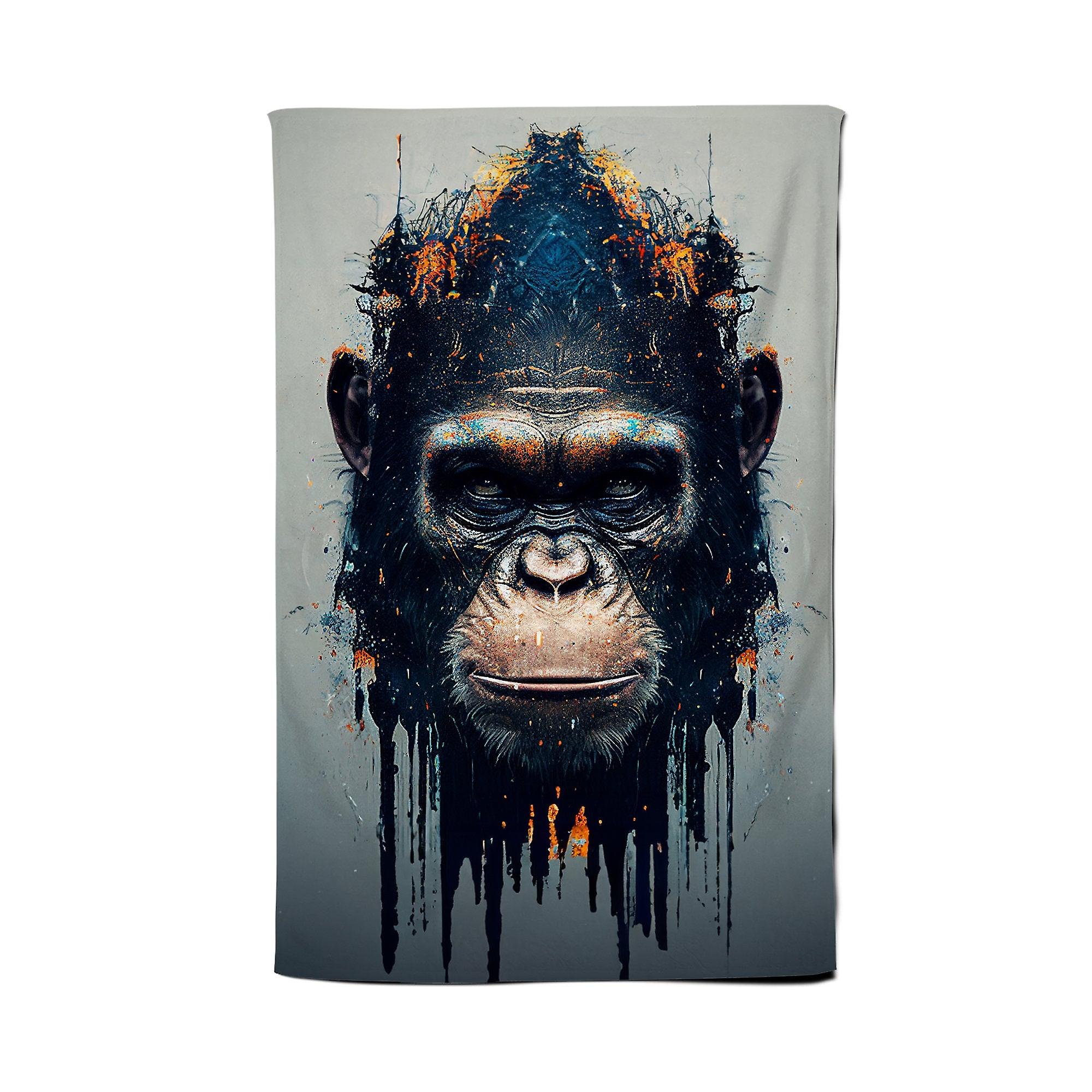 Gorilla Face Splashart Tea Towel