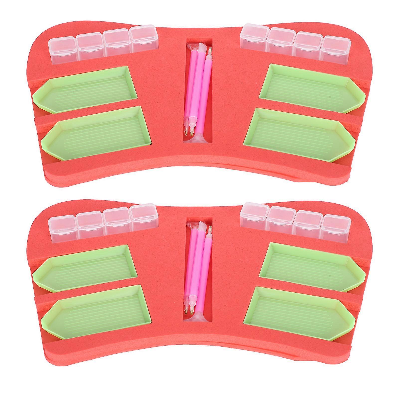 2 Set Diamond Painting Accessories Tray Organizer Holder Multi?Batch Container Pen Tool Kit