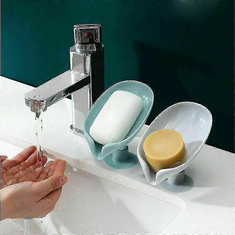 Bathroom Sink Leaf Shape Soap Box Drain Soap Holder Box Sponge Dish Storage Rack