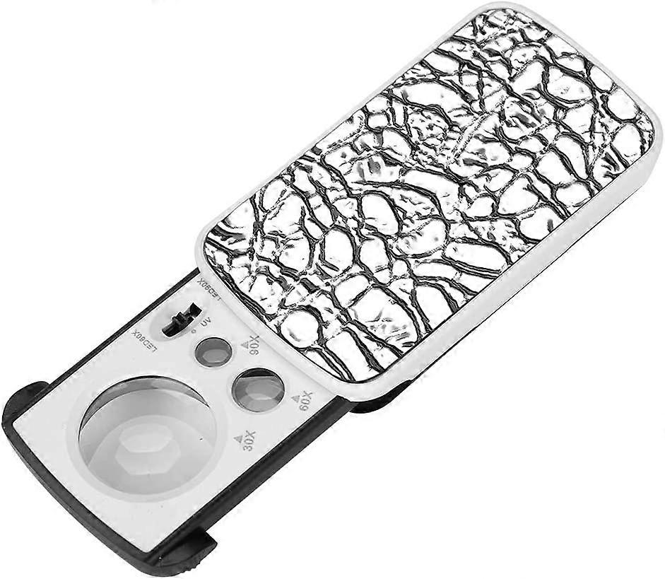 Lupa de bolso iluminada com LEDs Lentes de aumento telescópicas 30X 60X 90X Opti eletrônico portátil