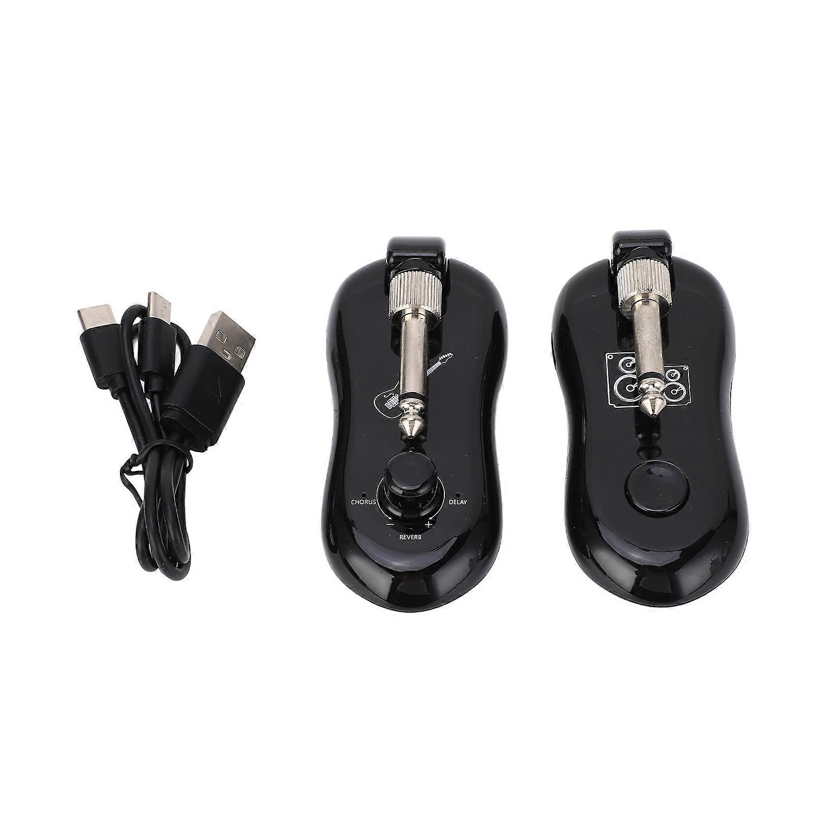 Kit ricevitore trasmettitore wireless per chitarra nera con riverbero di tipo C Set di trasmettitori wireless 6.35 Mono