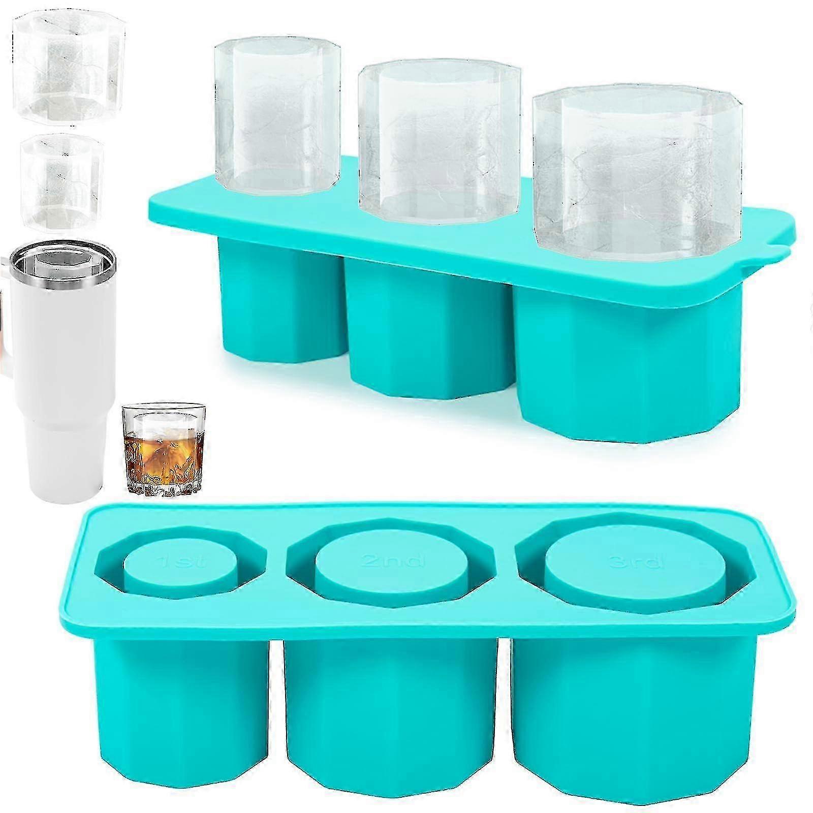 Ice Cube Tray for Stanley, Large Silicone Cup Ice Mold for Stanley Quencher 20-30-40oz Tumblers, Ice Cube Tray with Lid, Reusable Ice Cubes Moulds for