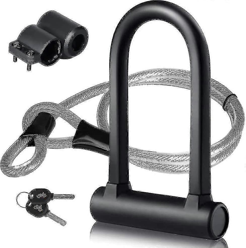 Bicycle Lock U Shape With Flex Cable Lock And Stable Bracket