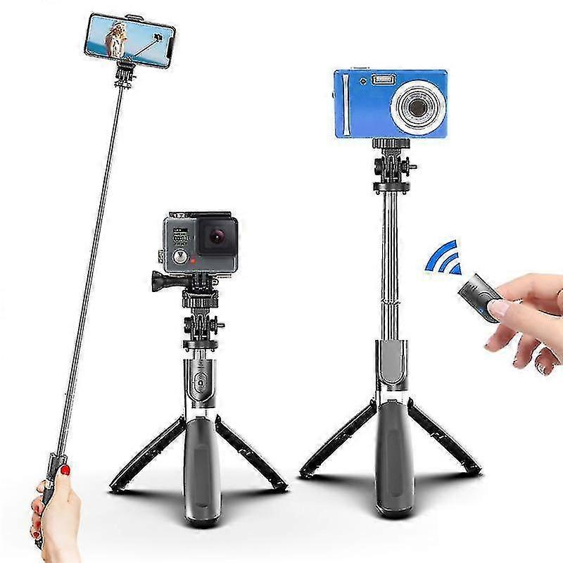 tooth selfie stick mini remote control high-end tripod(black)