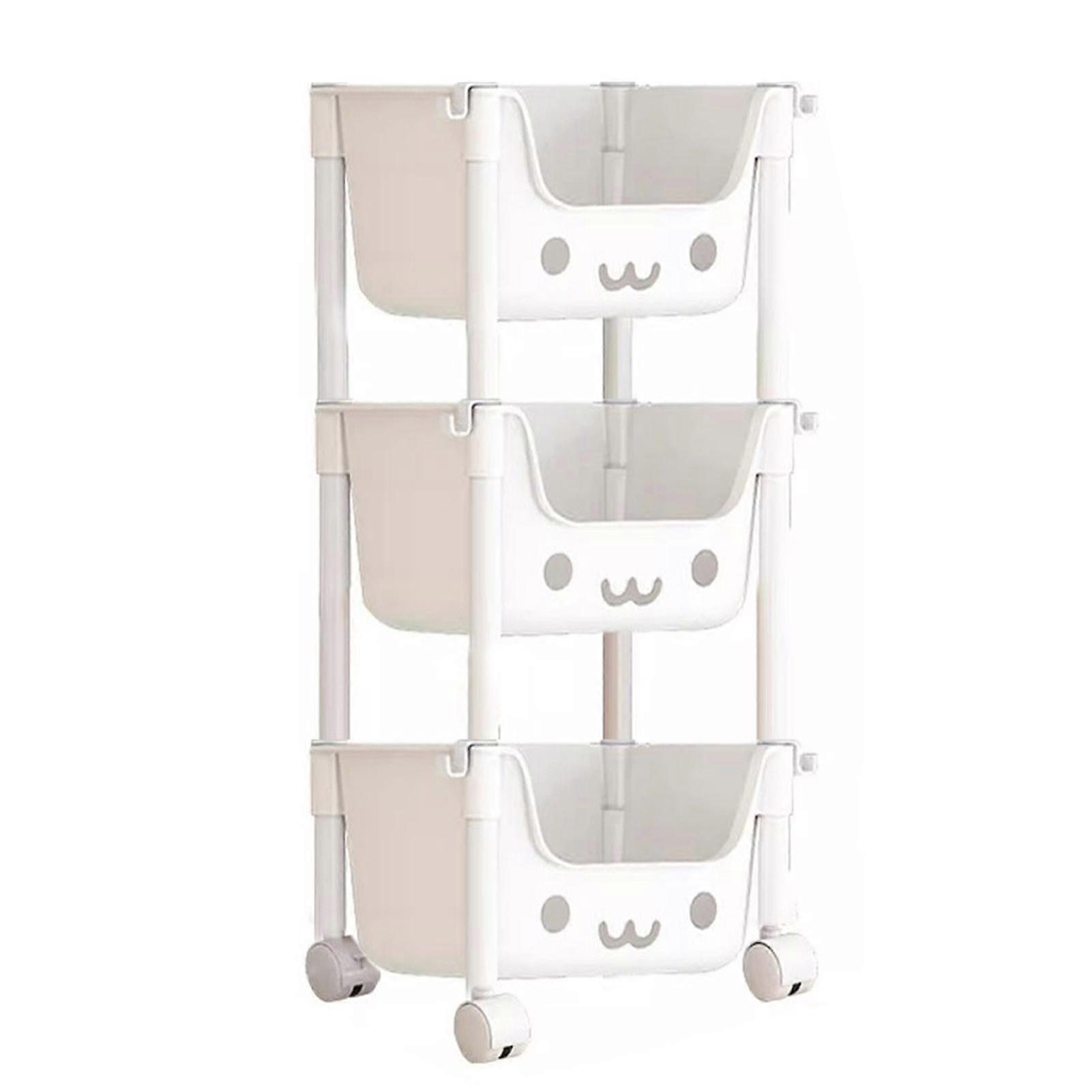 Four-Tier Rolling Cart Storage Box with 360-Degree Wheels Sturdy Construction Strong Load-bearing Toy Storage Trolley Bookshelf Snack Rack