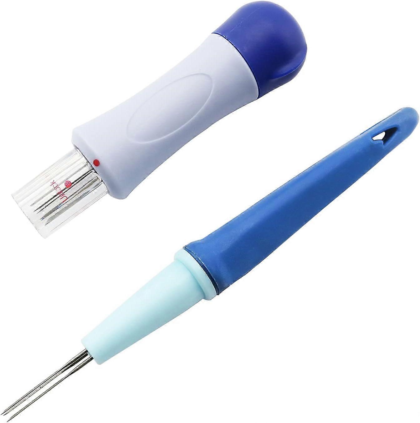 Pen Style Needle Felting Tool with 3 Needles and Punch Style Felting Needle Tool with 7 Barbed Needles for DIY Patchwork Wool Crafts Making Felt Patte