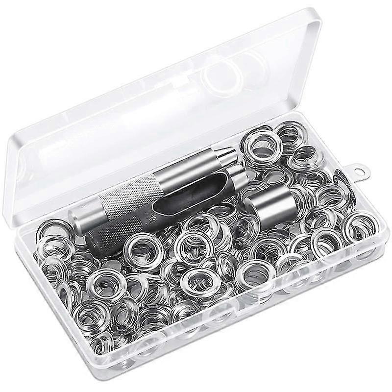 120 Sets Grommet Eyelets Tool Kit, Grommet Kit Silver