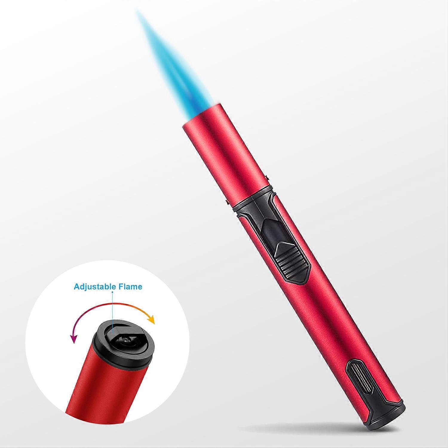 Fillable butane torch lighter 2-pack with adjustable jet flame (no liquid)