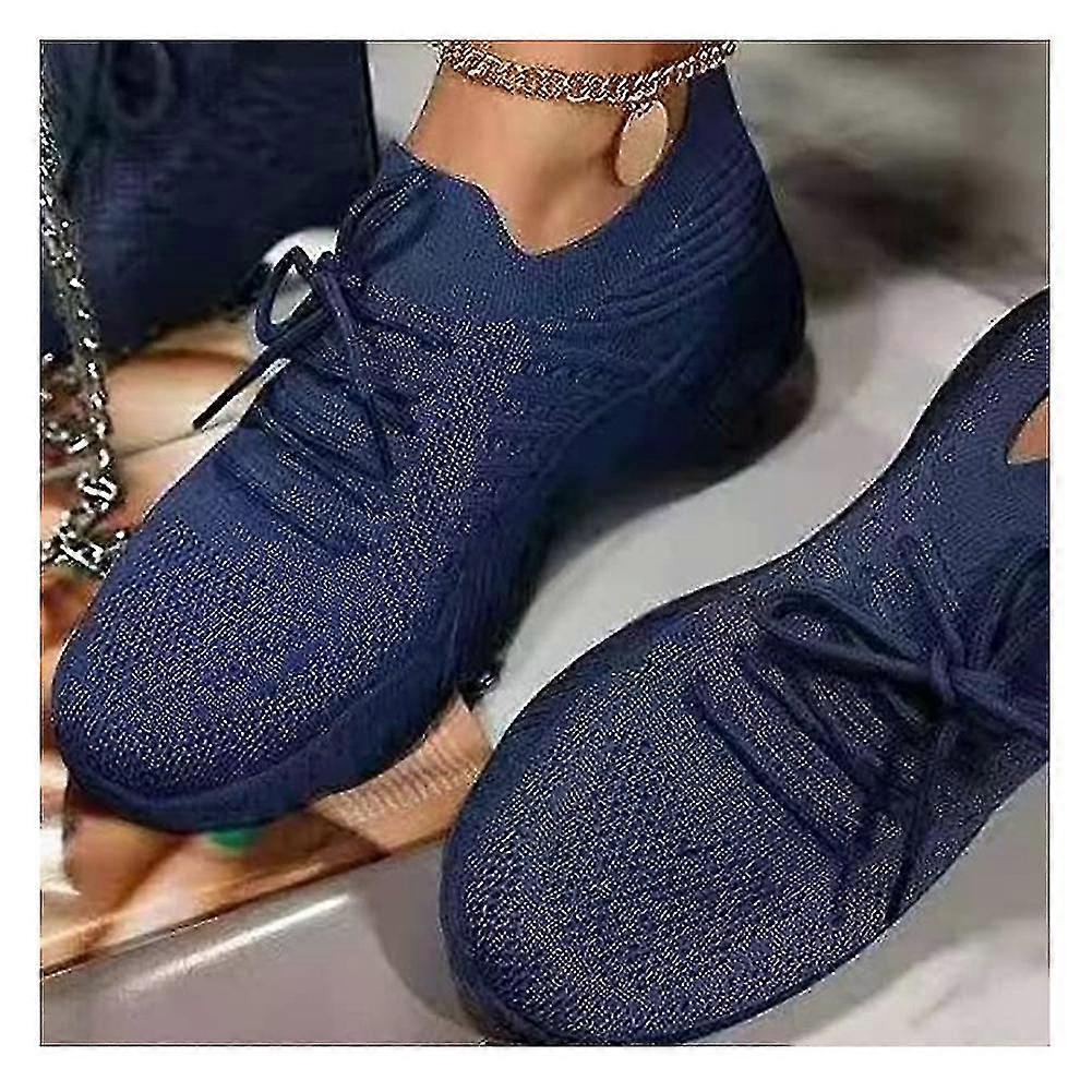 Women's Lace-up Sports Shoes Mesh Thick-soled Running Shoes Breathable Non-slip Sneakers