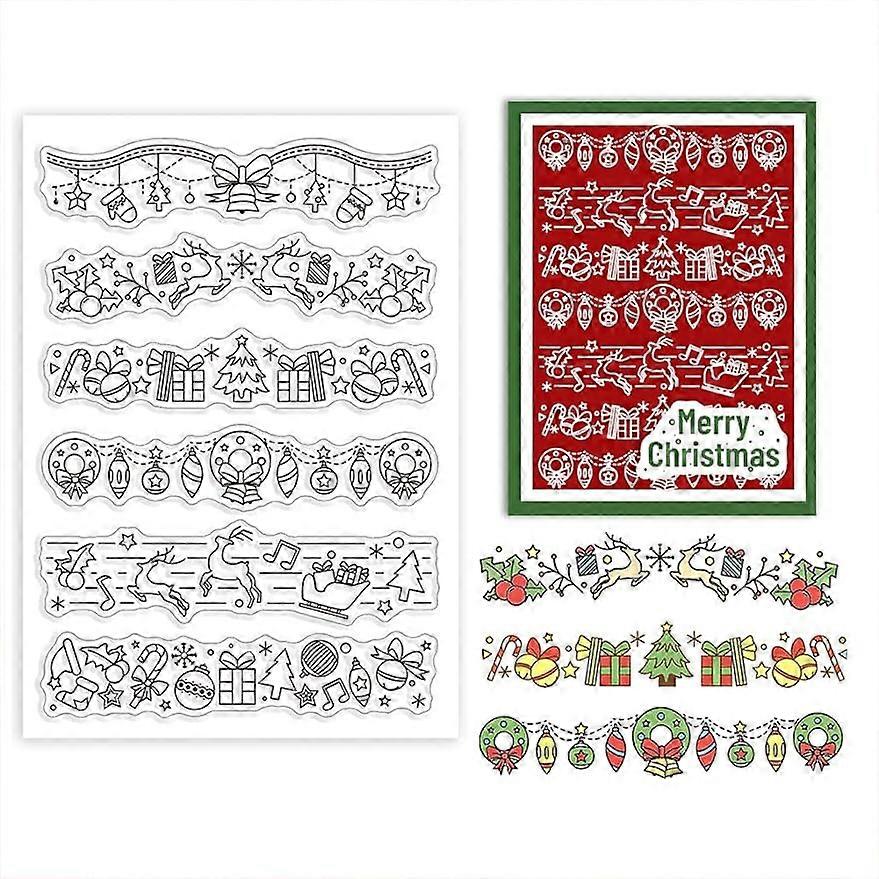 1Sheet Christmas Lace Line Silicone Clear Stamp