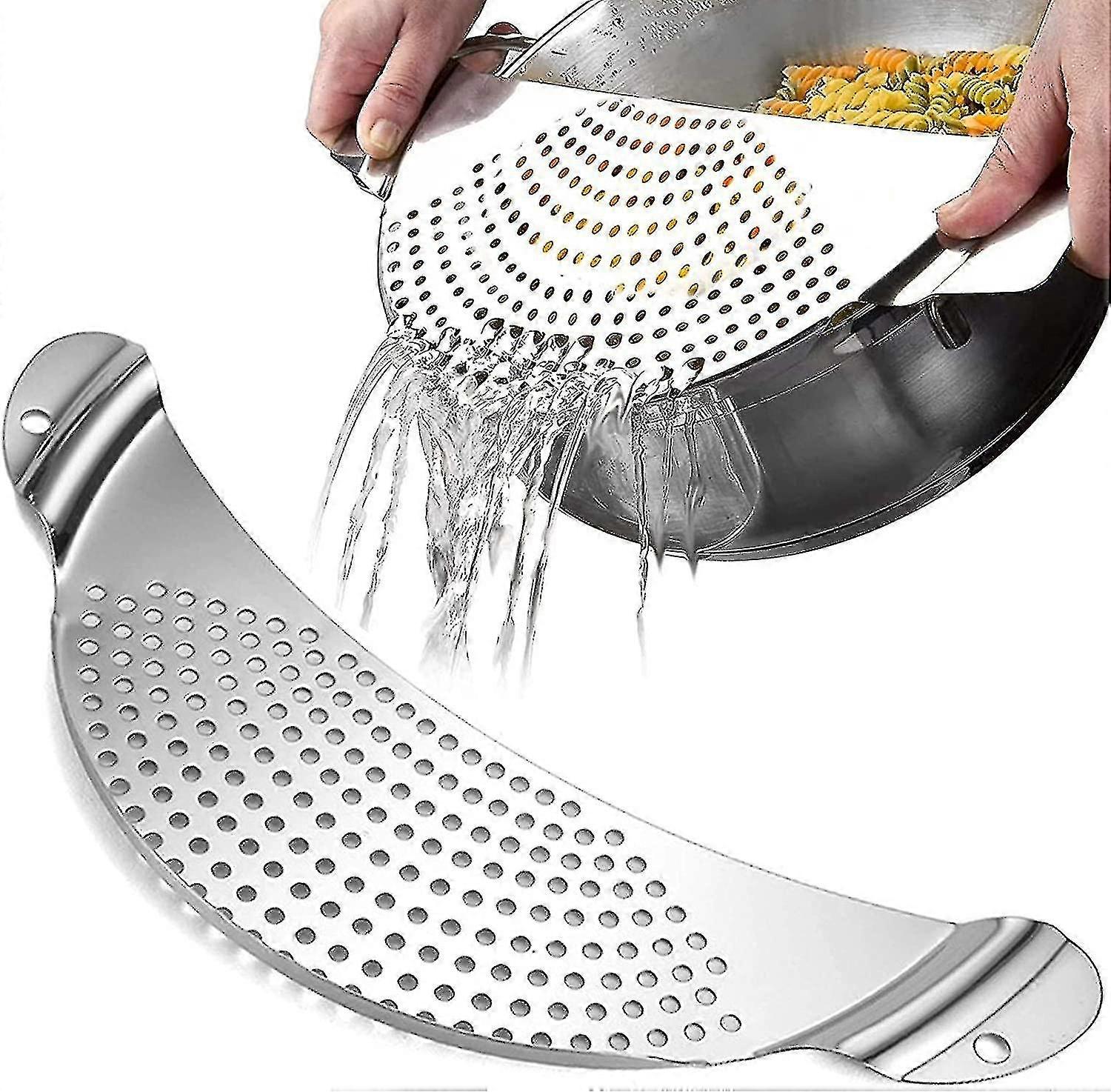 Passoire Pan Drainer Pan Colander Drainer en acier inoxydable Strainer Pot Filter Pan Stainles