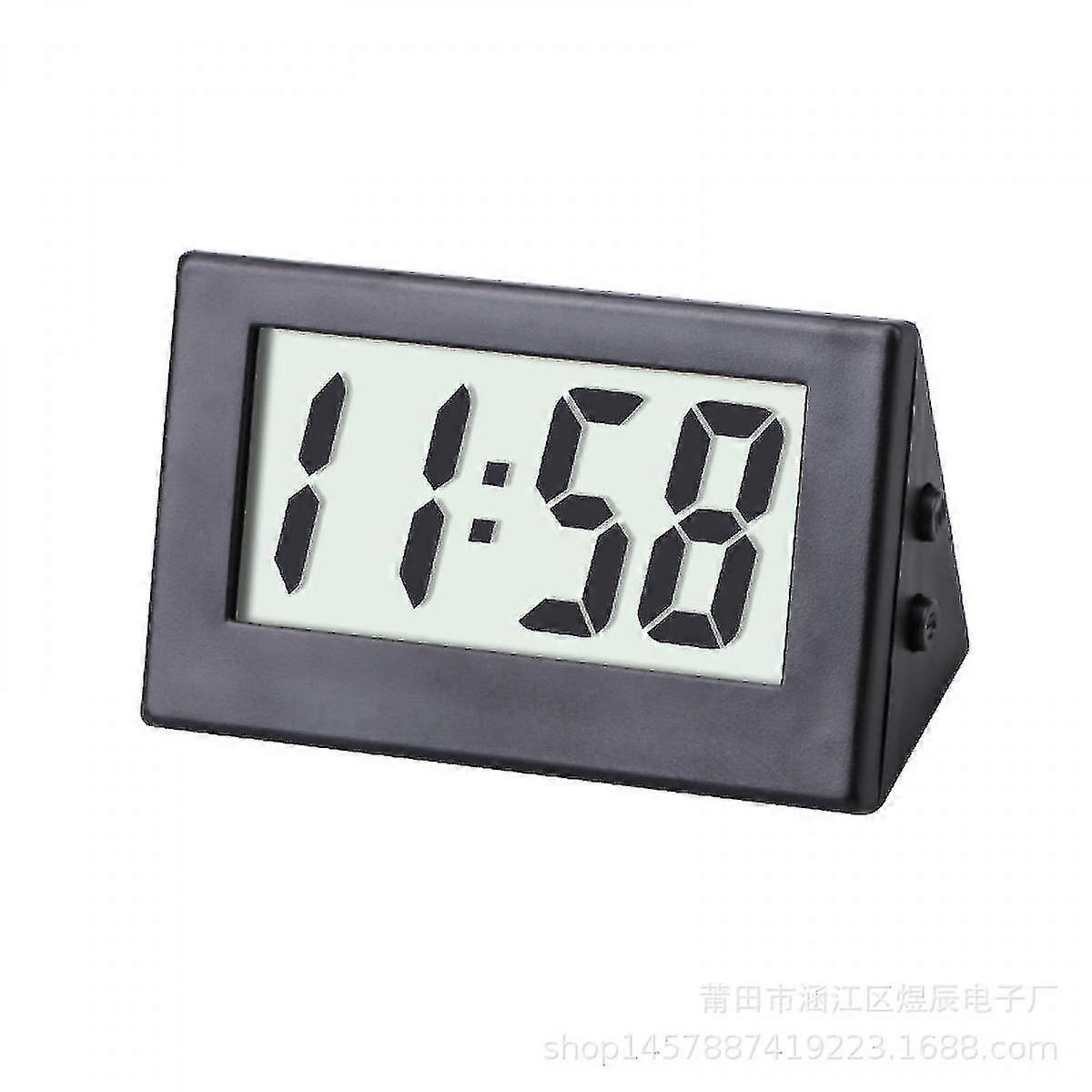 Mini Car Clock Car Dashboard Clock Auto Car Truck Dashboard Time Vehicle Electronic Digital Clock Self-adhesive Bracket Digital Clock Black A