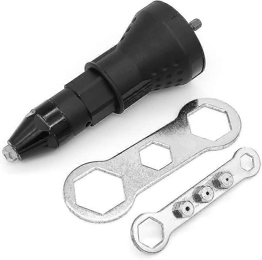 Dinggreat Cordless Rivet Gun Electric Rivet Drill Tool Kit Riveter Adapter Insert Nut Hand Power Tool Accessories (black)
