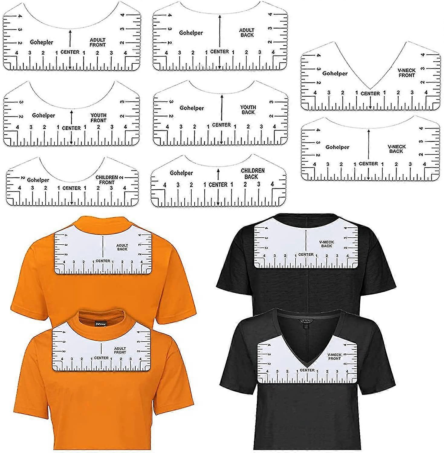 8st T Shirt Ruler Set Alignment Craft Tool Guide Designs för vuxna ungdomar Småbarn Spädbarn