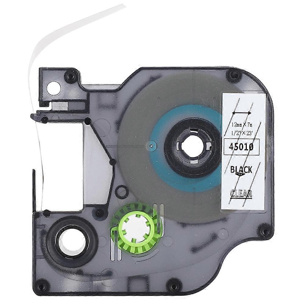 Label Tape Ribbon for DYMO for D1 Printing Paper(12mm black on transparent background 45010)