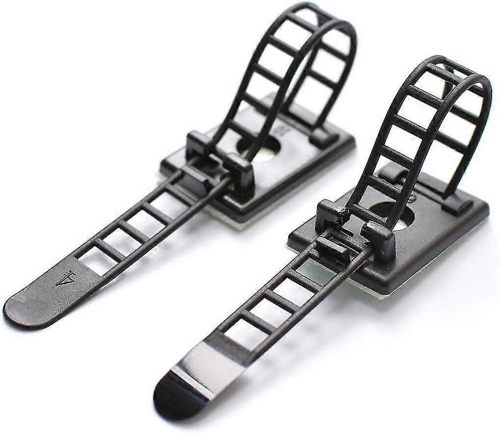 50 Pieces Adhesive Cable Ties Adhesive Cable Ties Adjustable Nylon Cable Ties (black)