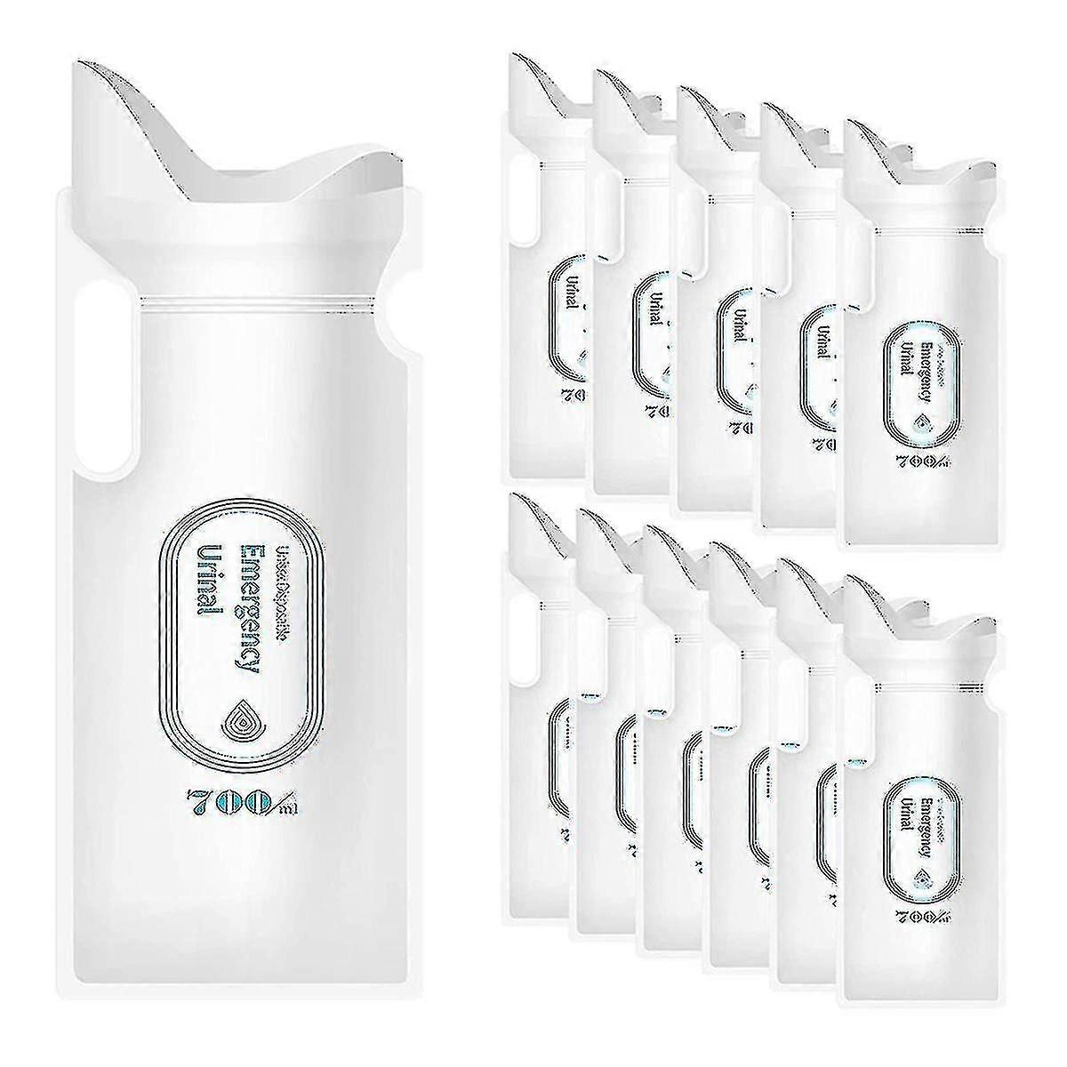 12 قطعة أكياس بول يمكن التخلص منها ، أكياس بول 700 مل متوافقة مع السفر للتخييم في حالات الطوارئ والازدحام المروري ، P