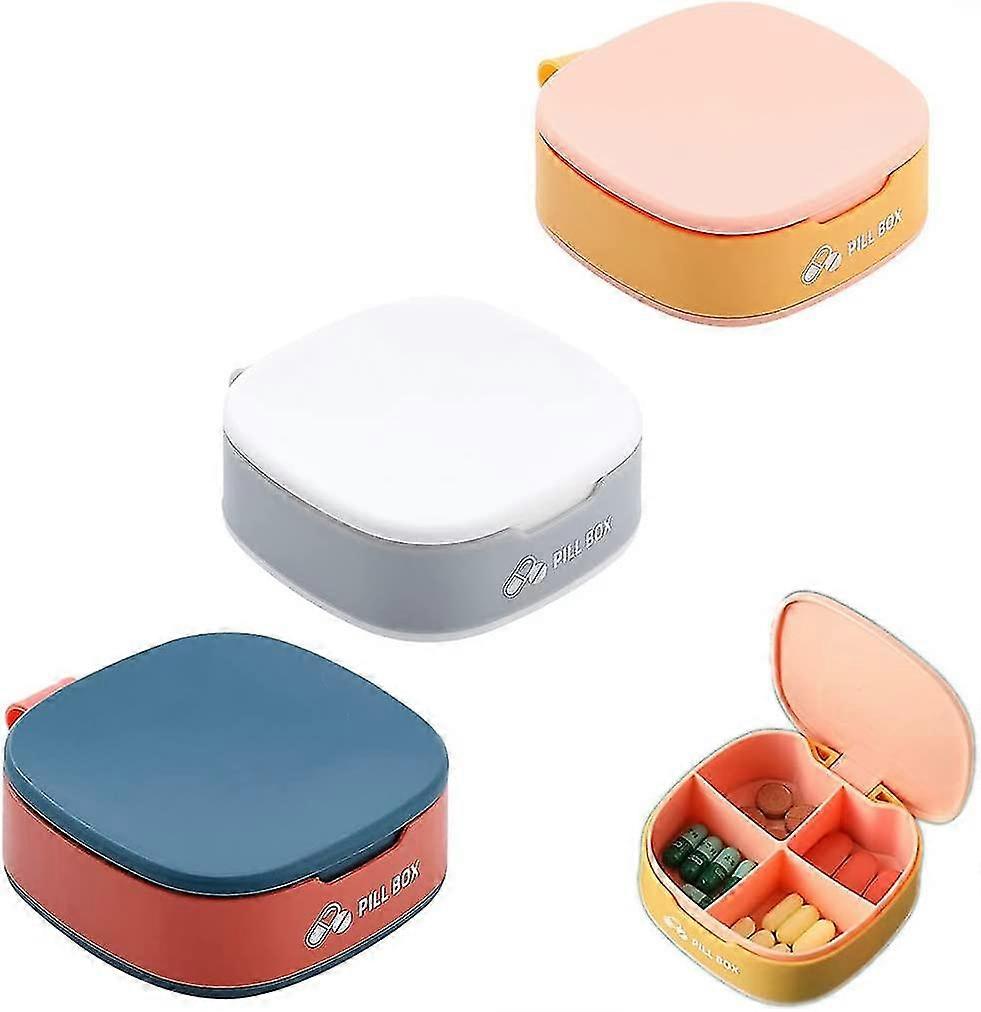 휴대용 미니 알약 정리함 3개 - 4칸 - 이동 중 사용 - 일상 사용, 여행 시