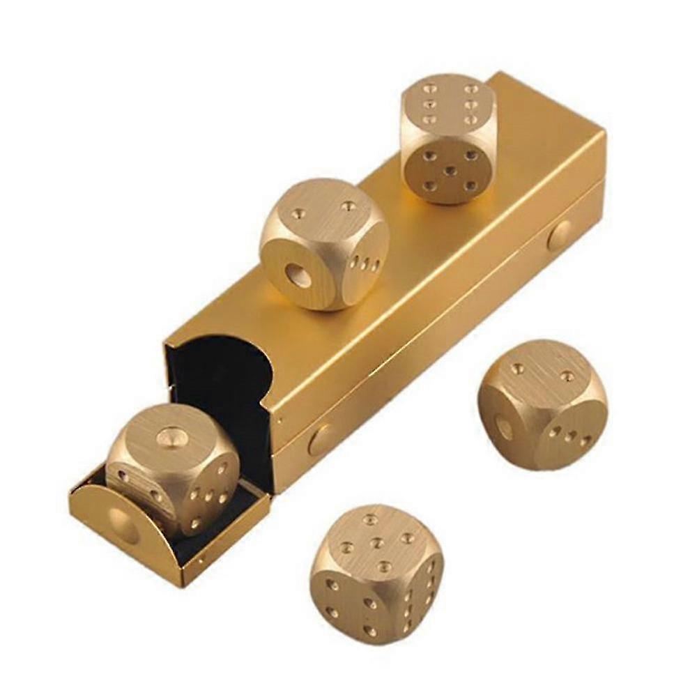 5pcs Metal Dice Table Party Game Dot Dice Ktv Dices Aluminum Alloy Craft Game Playing Props With Storage Box