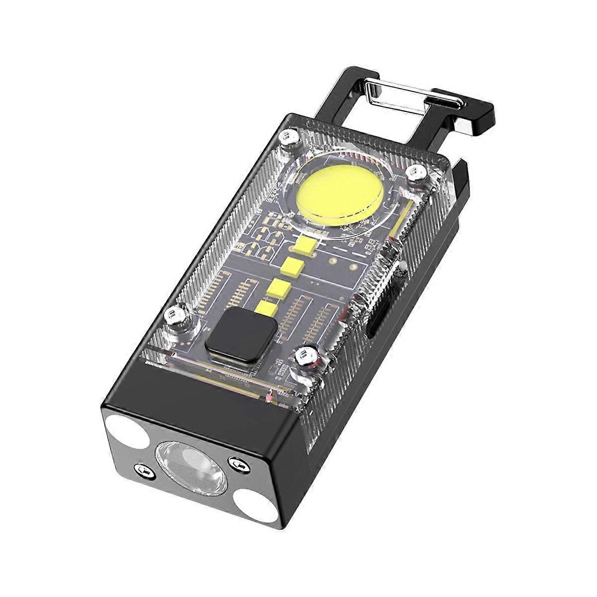 2PCS Keychain Flashlight, 1500 Mini Flashlight USB C with Magnetic, 9 Modes Solar Small Powerful Fl