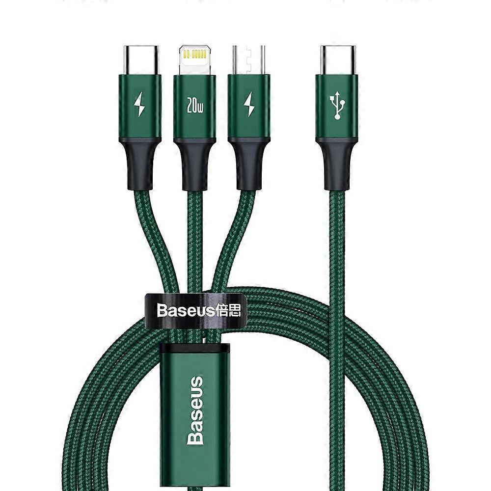 Baseus Rapid 3-in-1 USB-C to Lightning/Micro/USB-C 20W, 1.5m - Green