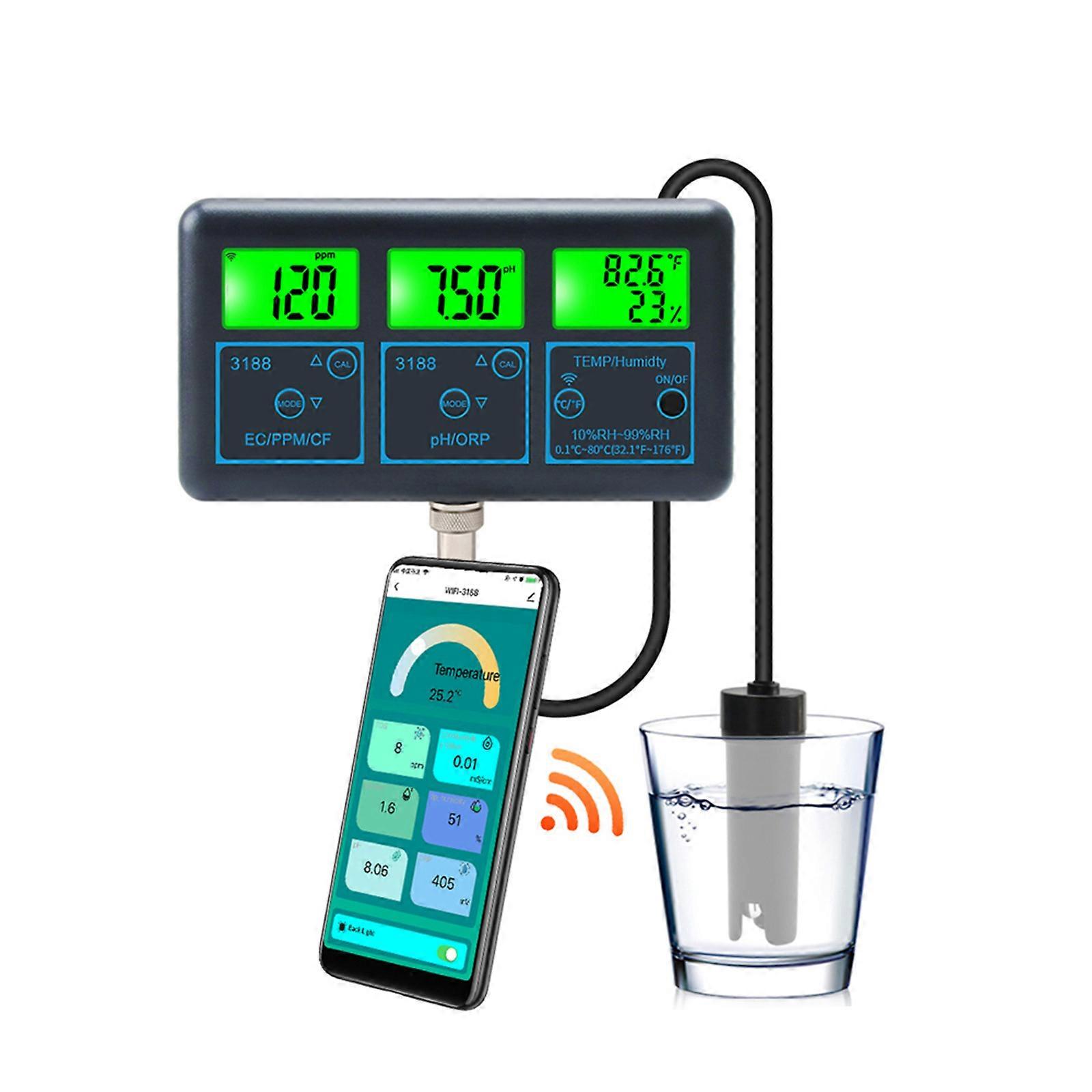 7-i-1 Smart Monitor Akvarium WiFi Pool Vattenkvalitetsmätare PH ORP EC PPM-testare