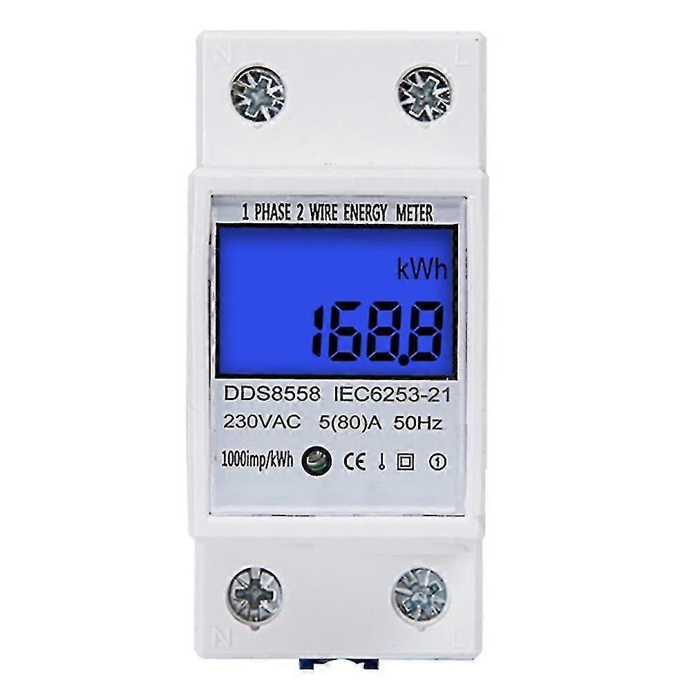 Din Rail Kwh Meter 1 Phase 2 Wire Lcd Digital Display Consumption Energy Electric Kwh Counter Ac110