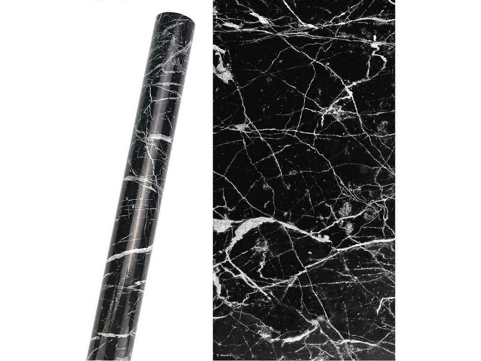 5M Marble Texture Wallpaper Kitchen Countertop Covering Sticker Black