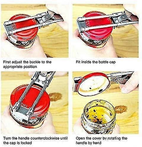 Åbner Adjable flaskeåbner, mindre stålkrukkeåbner