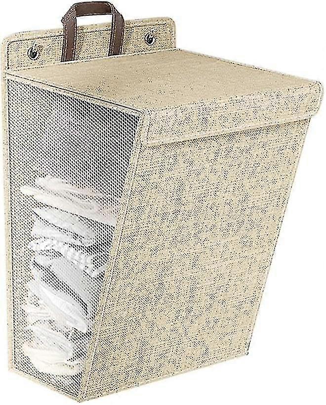 Collapsible Laundry Hamper With Lid, Hanging Laundry Bag With 2 Sticky Hooks, Stora Basket For Clothes And Toys