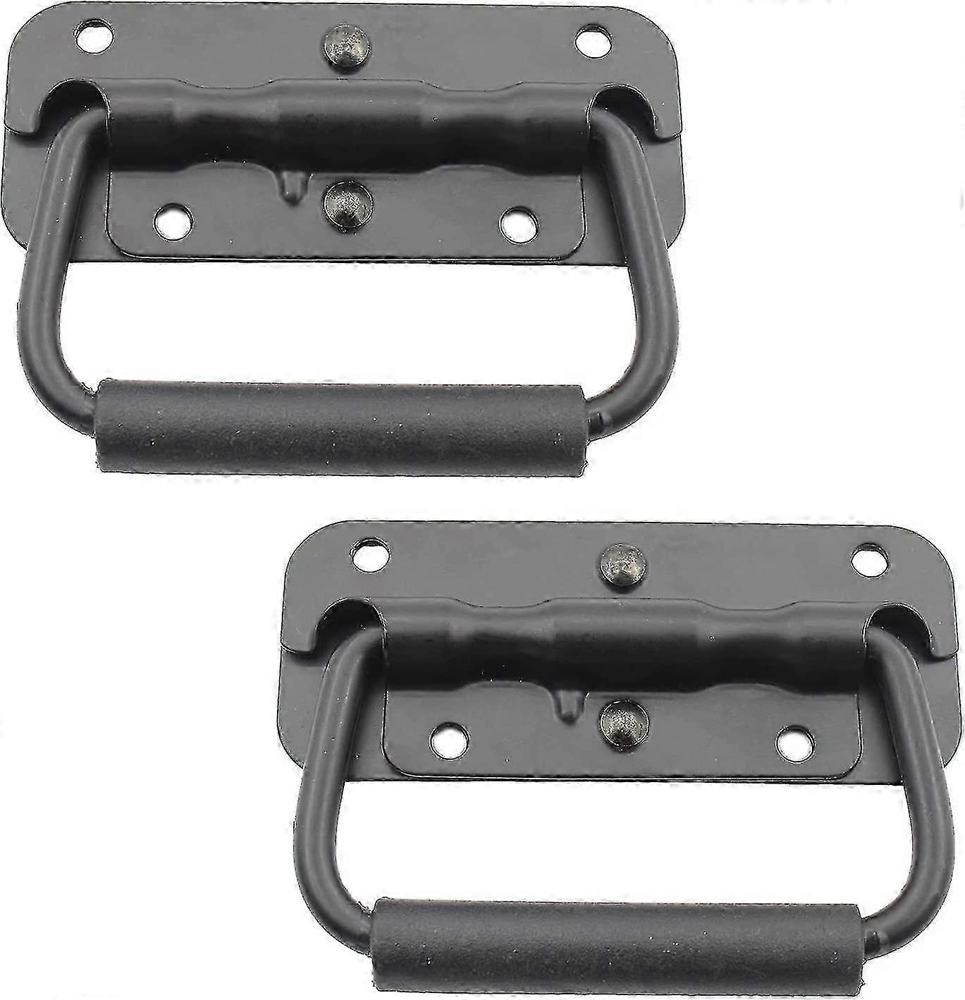 2 Pack Spring Loaded Pull Handles, Surface Mount Chest Handle With Rubber Grip, Handmade Chest Trunk Lifter Handle Pull, Heavy Duty Hardware For Chest