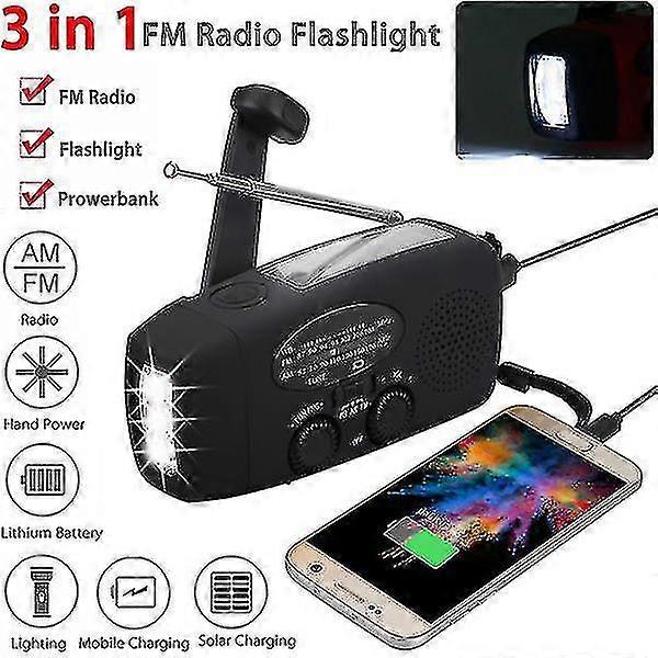 Wind-up Radio - Solar Portable Radio With 2004mah Power And Flashlight