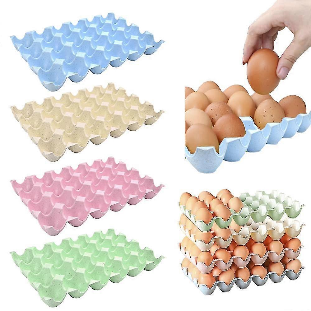 Pack Of 4 Egg Holders For Fridge, 24 Egg Storage Boxes, Plastic Stackable Egg Holder(4 Colours)