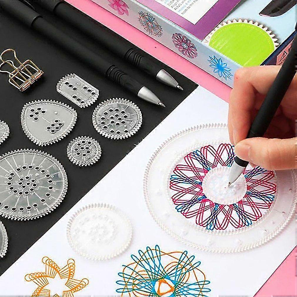 22pcs Spirograph Drawing Toys Ruler Set Interlocking Gears & Wheels Drawing Accessories Creative Educational Rulers For Children