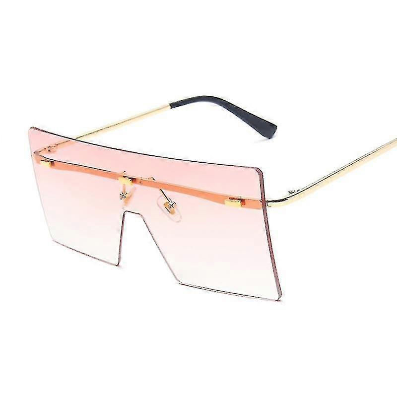 Fashion Oversized Rimless Sunglasses Women Luxury Brand Square Sun Glasses Vintage One-piece Big Frame Mirror Oculos De Sol