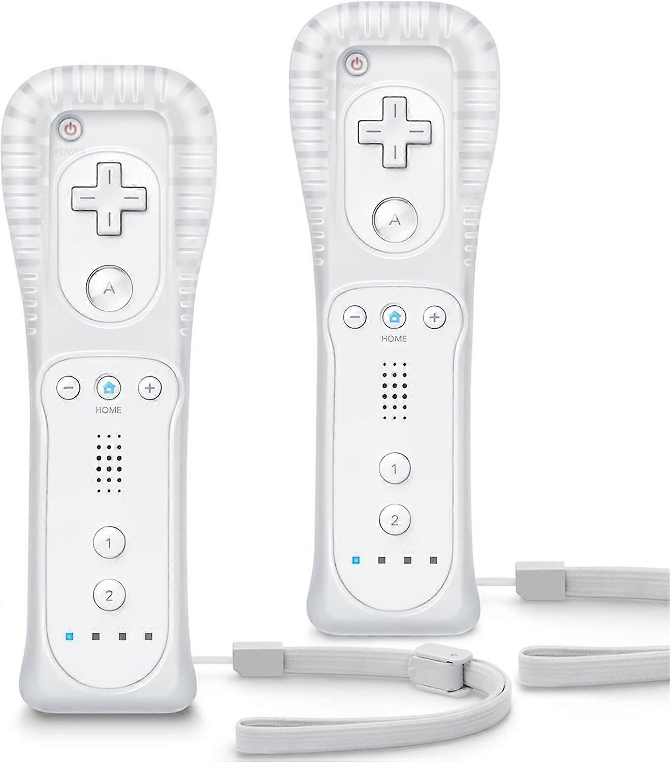 Replacement Wii Controller 2 Pack, Wii Remote Controller, with Silicone Case and Wrist Strap, Remote Controller for Wii/Wii U, White