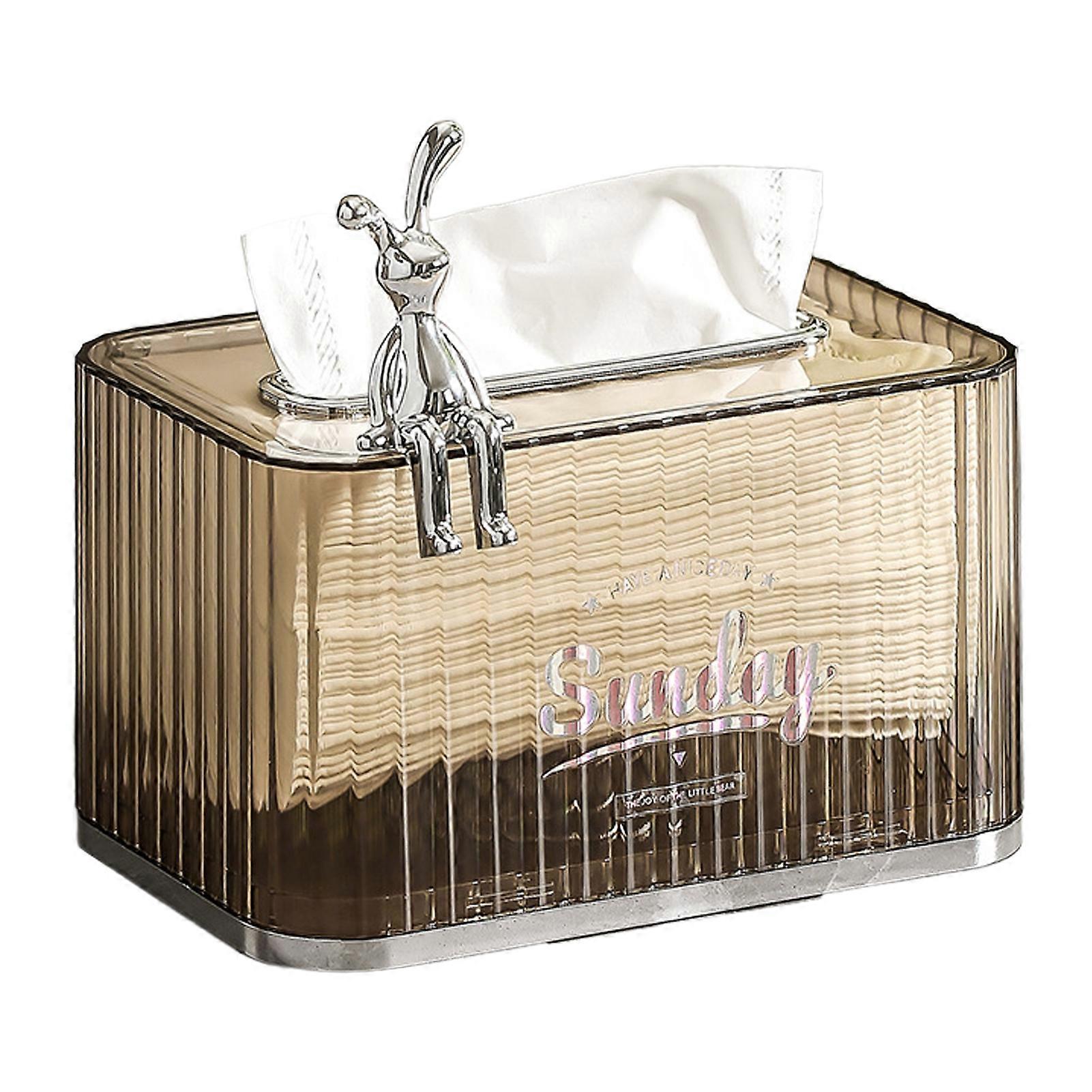 Tissue Holder Built-in Spring Cute Rabbit Decor Transparent Visible Modern Desktop Napkin Dispenser Box Living Room Supplies KAESI