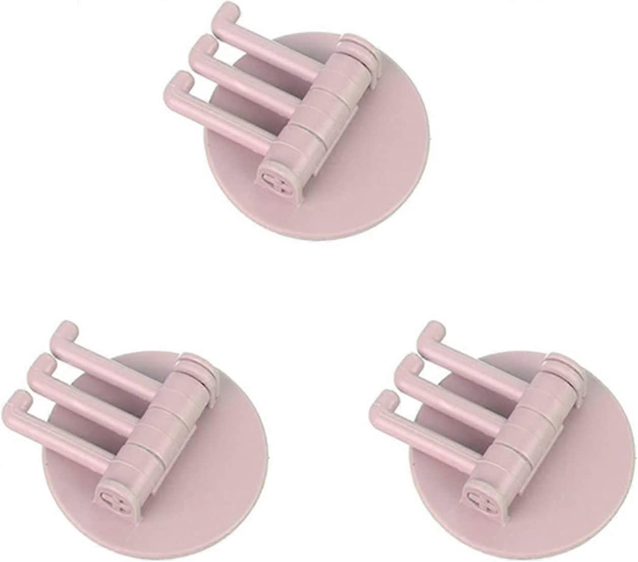 Creative Rotating Adhesive Hook(Color : 3PCS Pink)