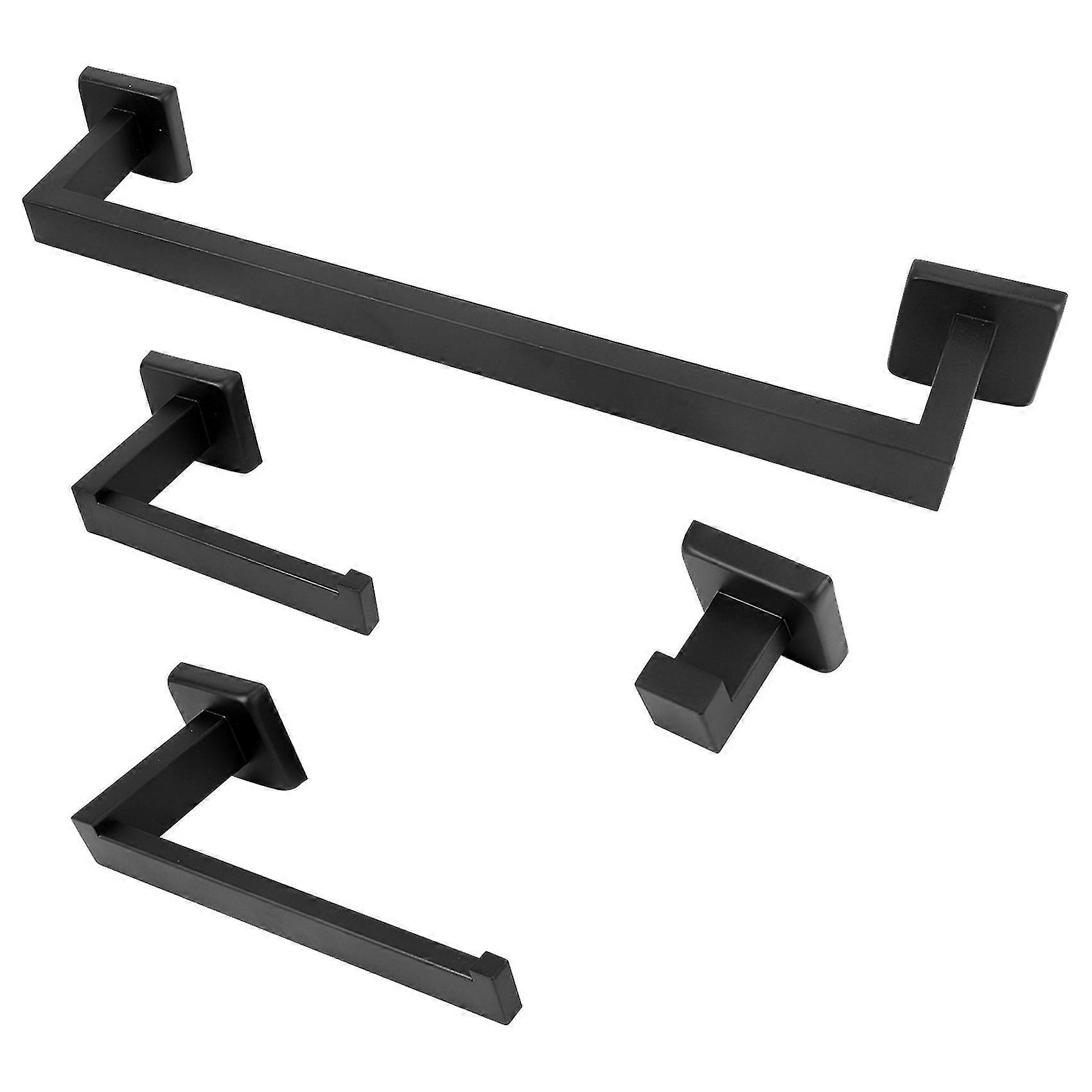 Set di accessori hardware per il bagno 4pcs nero opaco da 16 pollici porta asciugamani + carta igienica H